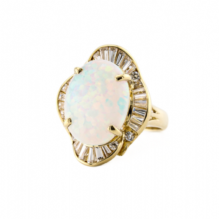 Pre-Owned 14ct Yellow Gold Opal & Stone Set Cluster Ring 1523668