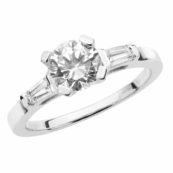 New Silver Solitaire Stone Set Ring 1101268