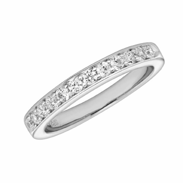 New Silver Stone Set Half Eternity Ring