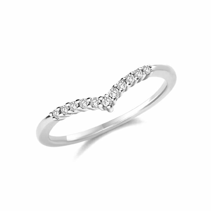 New Silver Stone Set Wishbone Ring