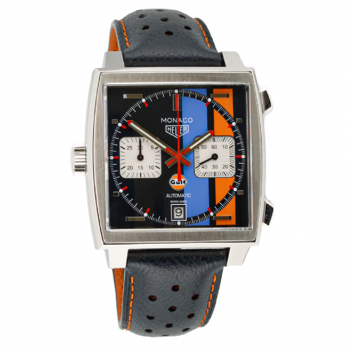 Pre-Owned 38mm Tag Heuer Monaco Gulf Watch, Original Papers
