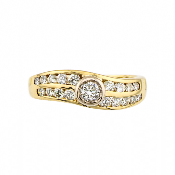 Pre-Owned 18ct Yellow Gold Diamond Wave Ring 0.68ct Total