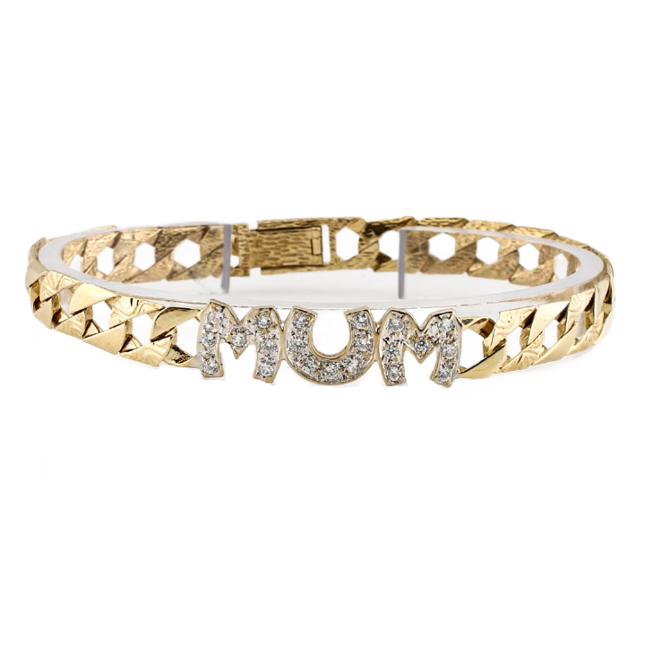Pre-Owned 9ct Yellow Gold Stone Set ''MUM' Bracelet