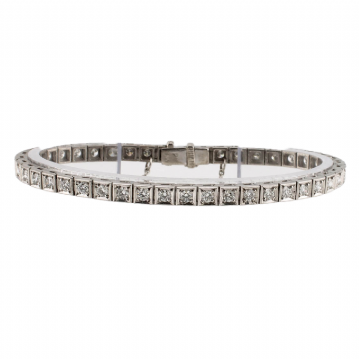 Pre-Owned 18ct White Gold Diamond Line Bracelet 3.44ct Total 7113342