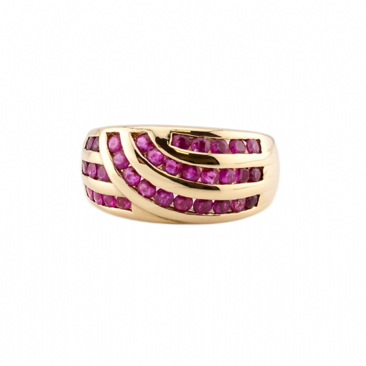 Pre-Owned 9ct Yellow Gold Ruby Fancy Band Ring