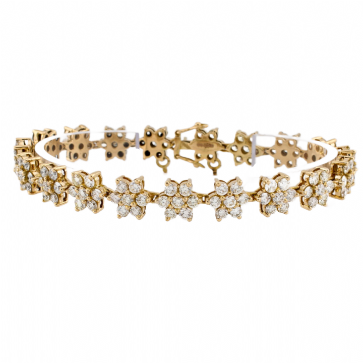Pre-Owned 14ct Yellow Gold Diamond Cluster Bracelet 12.06ct