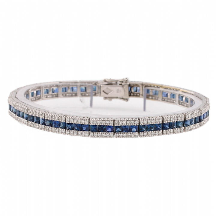 Pre-Owned 18ct White Gold Diamond & Sapphire Bracelet