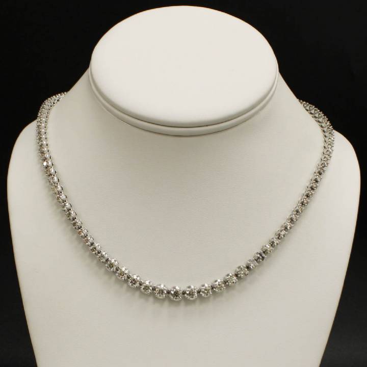 Pre-Owned 9ct White Gold Diamond Graduating Necklace 10.42ct 1607864