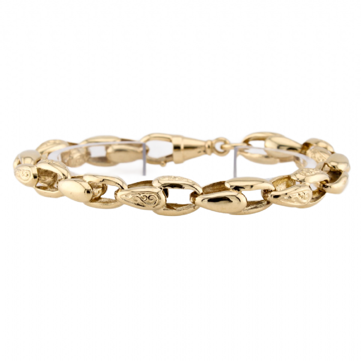 Pre-Owned 9ct Yellow Gold Engraved Fancy Link Bracelet 1505732