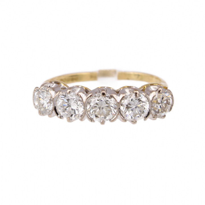 Pre-Owned 18ct Yellow Gold Diamond 5 Stone Ring Total 2.00ct 1604125