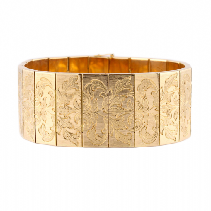 Pre-Owned 18ct Yellow Gold Engraved Cuff Bracelet 7020246