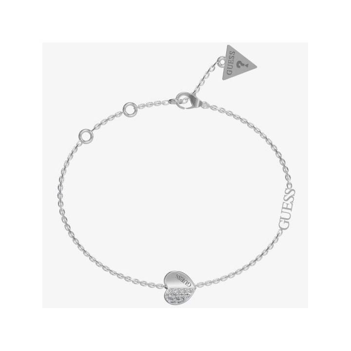 Guess Silver Tone Pave & Plain Heart Bracelet Was £50.00