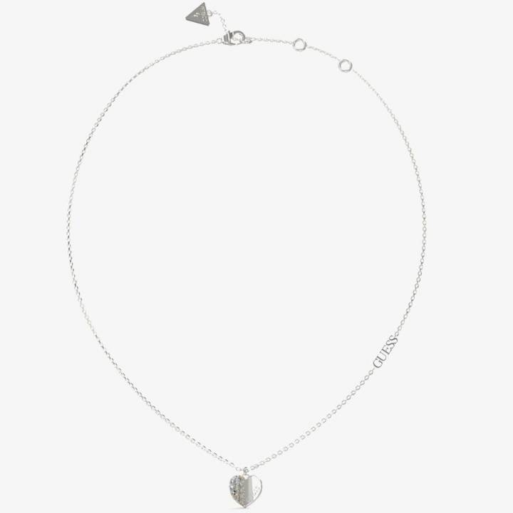 Guess Silver Tone Pave & Plain Heart Necklace Was £60.00