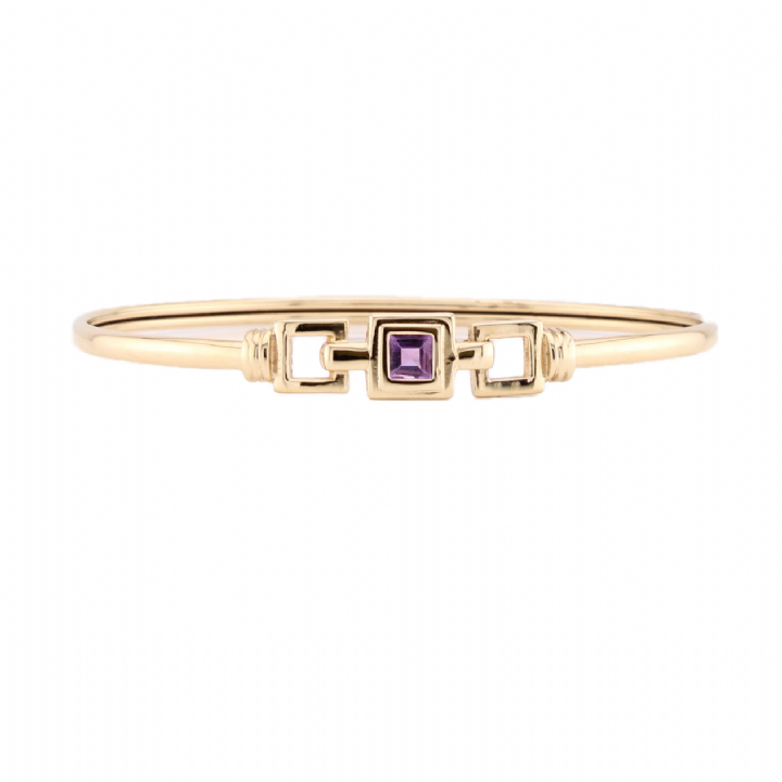 Pre-Owned 9ct Yellow Gold Amethyst Bangle