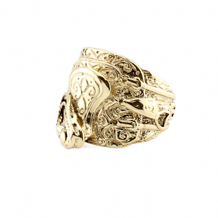 Pre-Owned 9ct Yellow Gold Engraved Saddle Ring 1508498