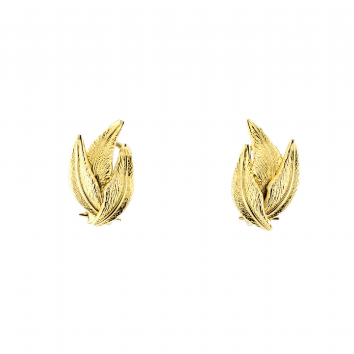 Pre-Owned 14ct Yellow Gold Leaf Clip-On Earrings