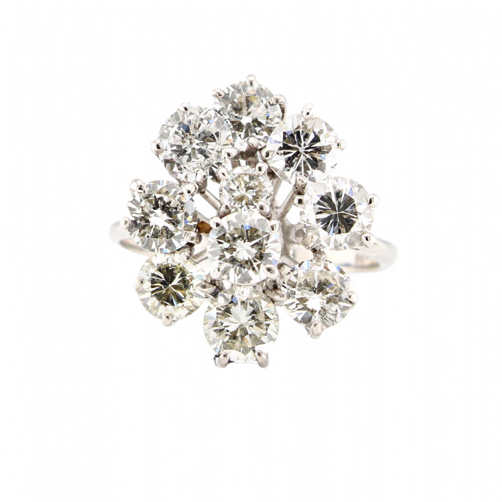 Pre-Owned 18ct White Gold Diamond Cluster Ring Total 3.14ct 7107143
