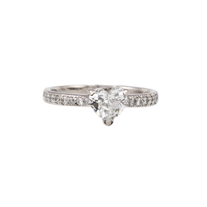 Pre-Owned 18ct White Gold Diamond Heart Solitaire Ring 0.71ct
