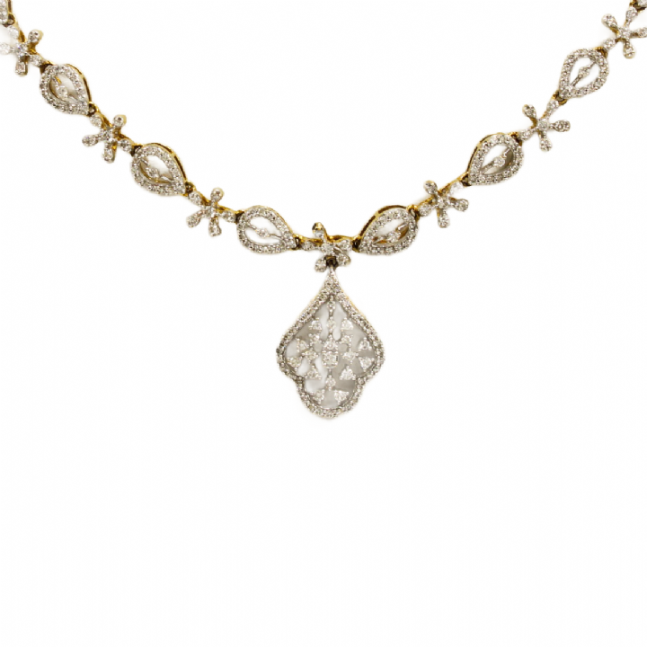 Pre-Owned 18ct Yellow Gold Diamond Drop Necklet