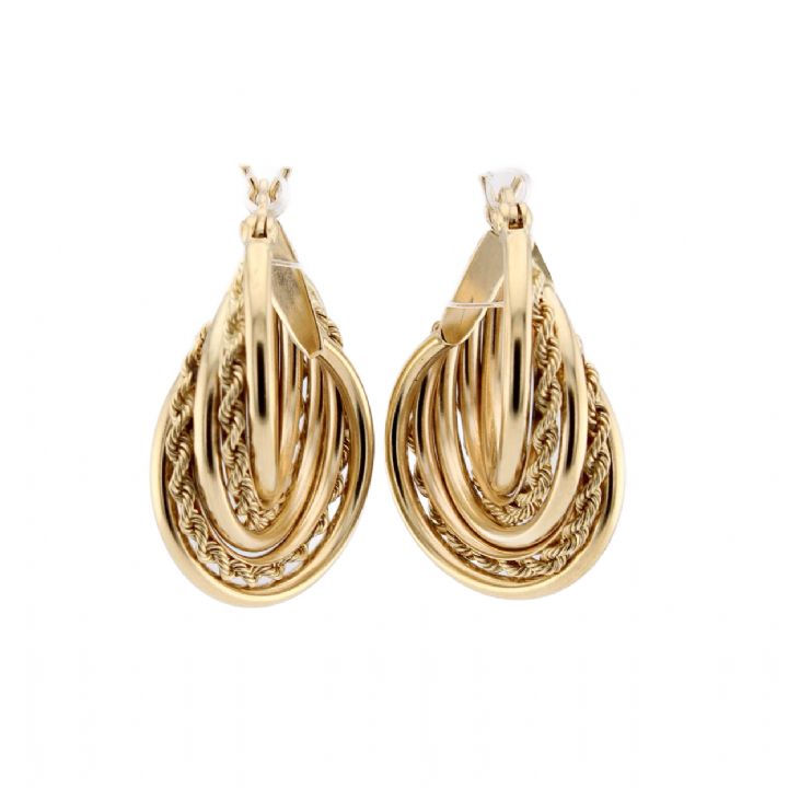 Pre-Owned 9ct Yellow Gold Pair Hoop Filigree Earrings