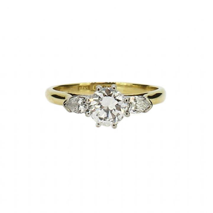 Pre-Owned 18ct Yellow Gold Diamond 3 Stone Ring Total 0.94ct