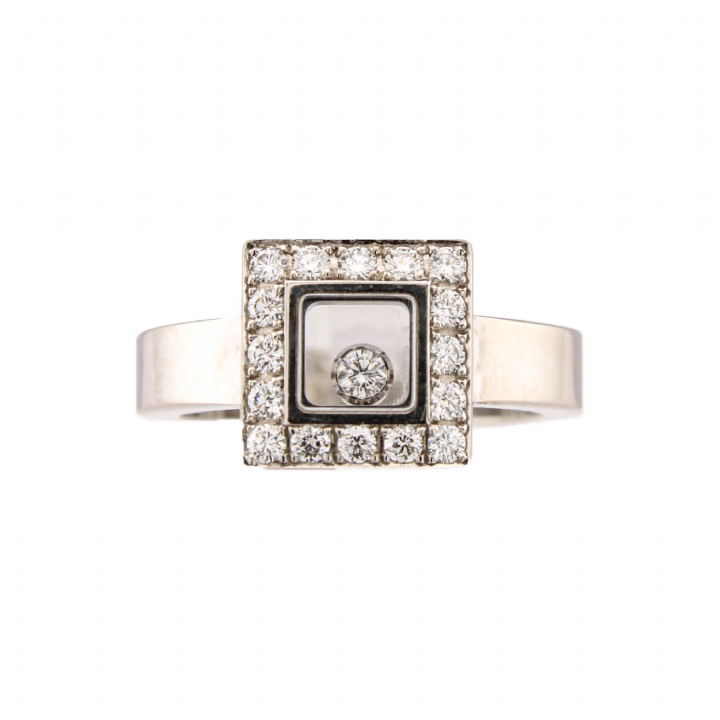 Pre-Owned 18ct White Gold Diamond Chopard Ring Total 0.38ct