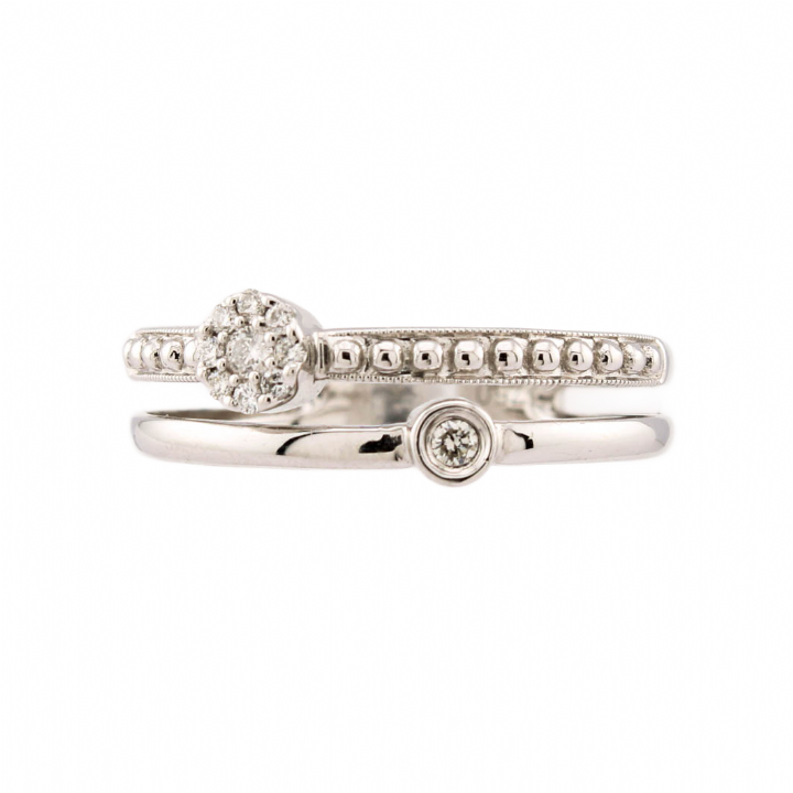 18ct White Gold Diamond 2 Row Band Ring 0.20ct Total 0526232