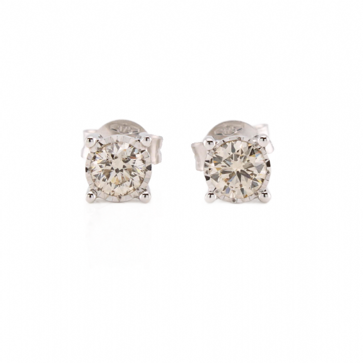 18ct White Gold Diamond Solitaire Stud Earrings 0.62ct