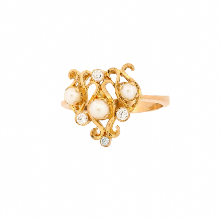 Pre-Owned 22ct Yellow Gold Pearl & Stone Set Ring 1517528