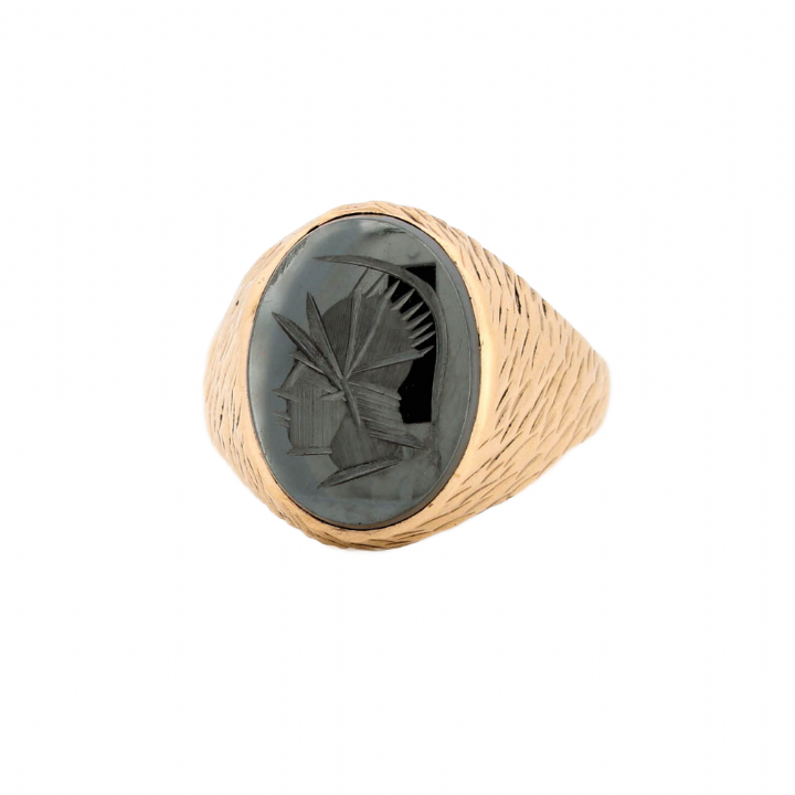 Pre-Owned 9ct Yellow Gold Hematite Ring 1508715