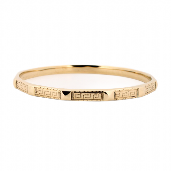 Pre-Owned 9ct Yellow Gold Greek Key Bangle