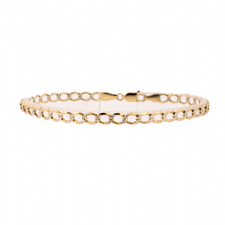 Pre-Owned 9ct 2 Colour Gold Curb Bracelet 1503074