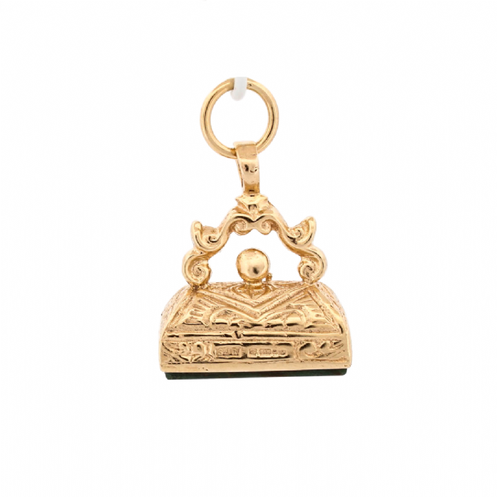 Pre-Owned 9ct Yellow Gold Ornate Bloodstone Fob Pendant