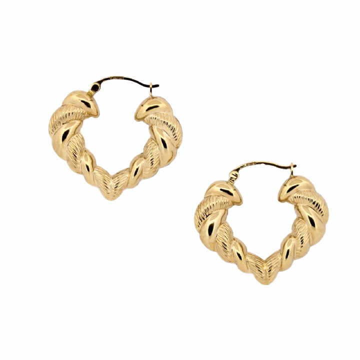 Pre-Owned 9ct Yellow Gold Heart Hoop Earrings 1513974