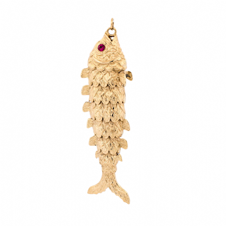 Pre-Owned 9ct Yellow Gold Stone Set Fish Pendant
