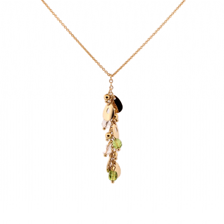 Pre-Owned 9ct Yellow Gold Stone Set Drop Pendant & Chain 1511643
