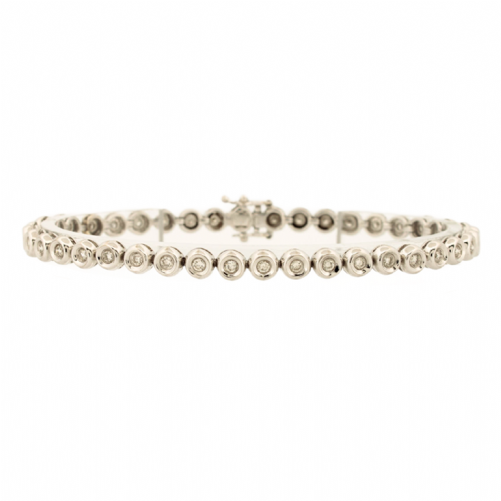 Pre-Owned 18ct White Gold Diamond Line Bracelet 1.20ct Total