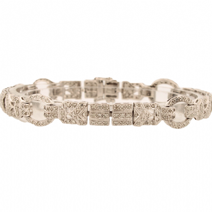 Pre-Owned 9ct White Gold Diamond Fancy Bracelet 2.10ct Total
