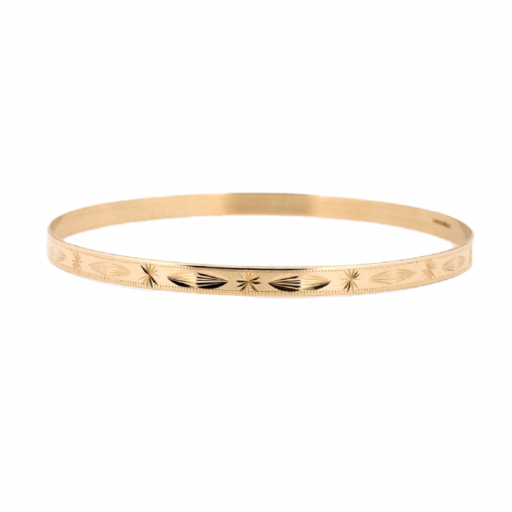 Pre-Owned 9ct Yellow Gold Diamond Cut Bangle 1504207