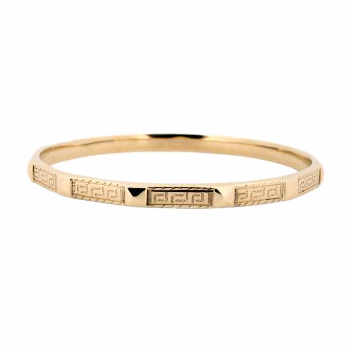 Pre-Owned 9ct Yellow Gold Greek Key Bangle