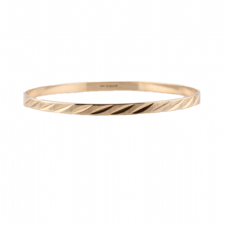 Pre-Owned 9ct Yellow Gold Solid Patterned Bangle 1504161