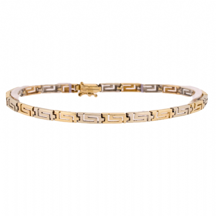 Pre-Owned 9ct 2 Colour Greek Key Style Bracelet