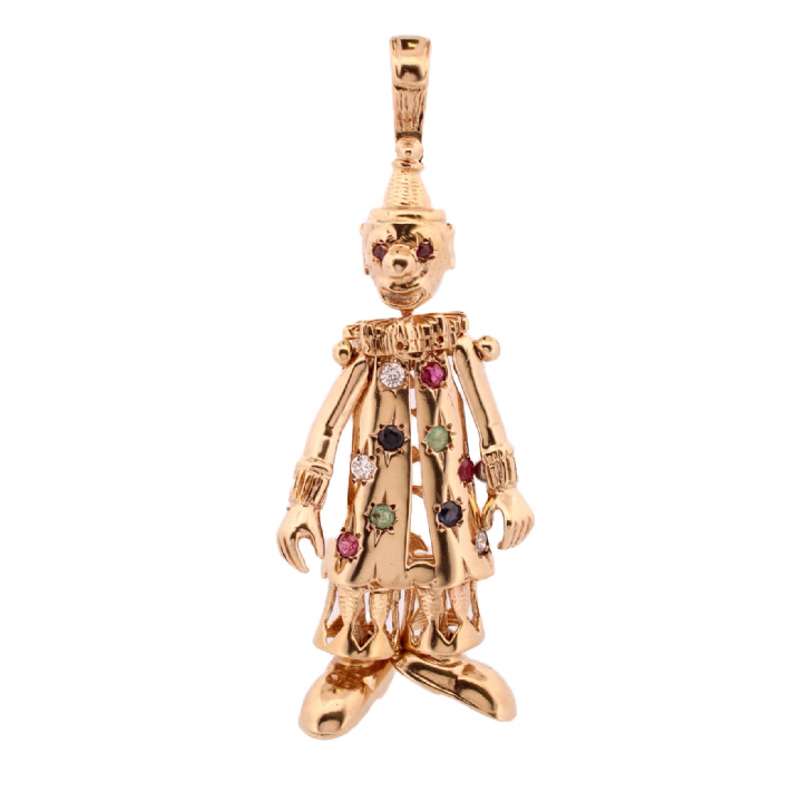 Pre-Owned 9ct Yellow Gold Stone Set Clown Pendant 1510159