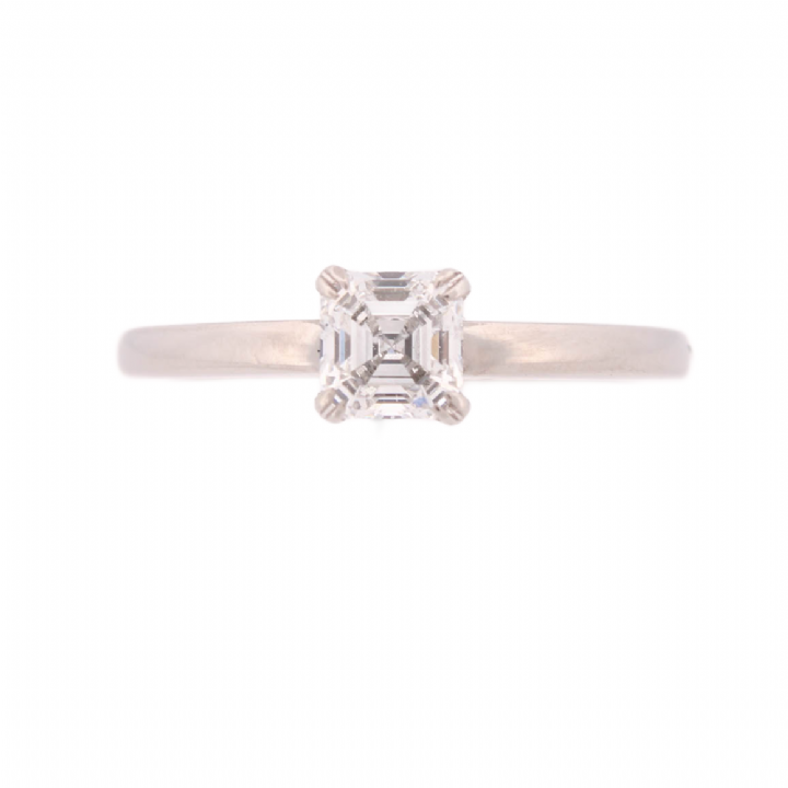Pre-Owned Platinum Emerald Cut Diamond Solitaire Ring 0.70ct 1601981