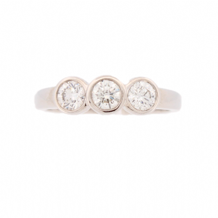 Pre-Owned 18ct White Gold Diamond 3 Stone Ring Total 0.65ct