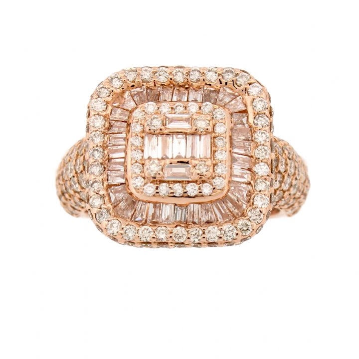 Pre-Owned 14ct Rose Gold Diamond Cluster Ring Total 3.13ct