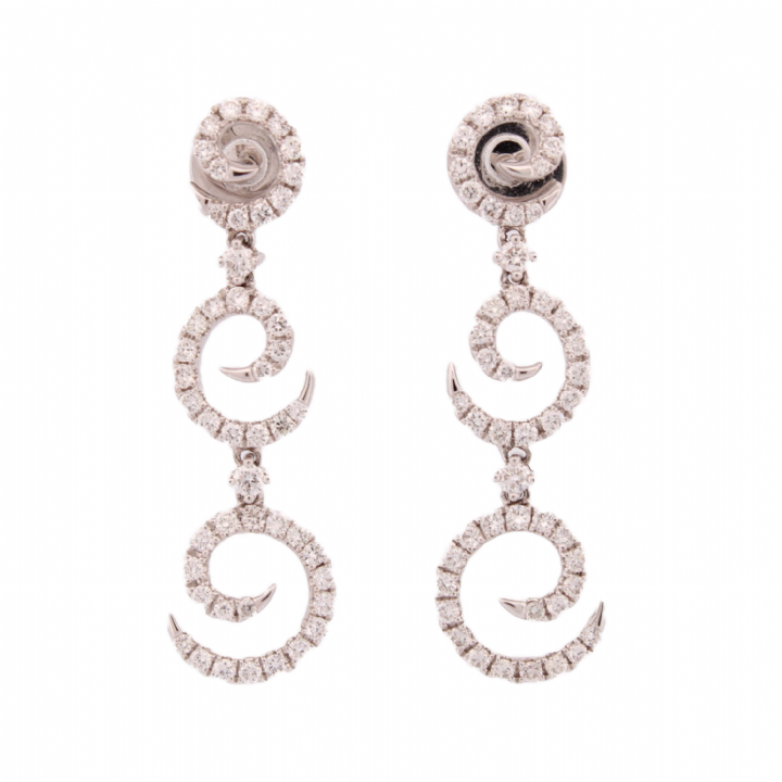 Pre-Owned 18ct White Gold Diamond Drop Earrings Total 1.19ct