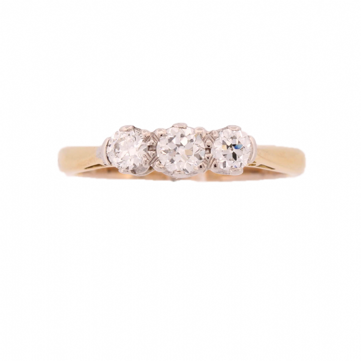 Pre-Owned 18ct Yellow Gold Diamond 3 Stone Ring Total 0.58ct