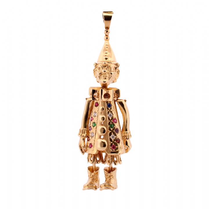 Pre-Owned 9ct Yellow Gold Large Stone Set Clown Pendant