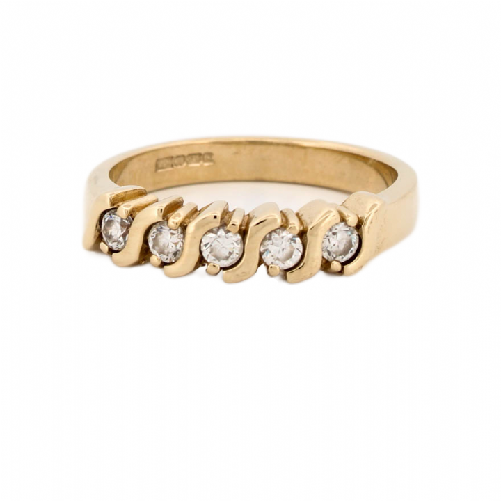 Pre-Owned 9ct Yellow Gold 5 Stone Half Eternity Ring